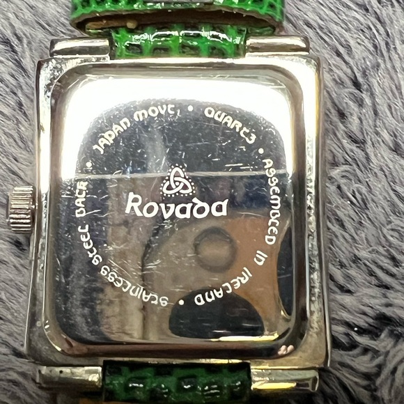 Rovada Claddagh Silver Tone Quartz Watch Green Leather Band Rhinestone Accents main image 7